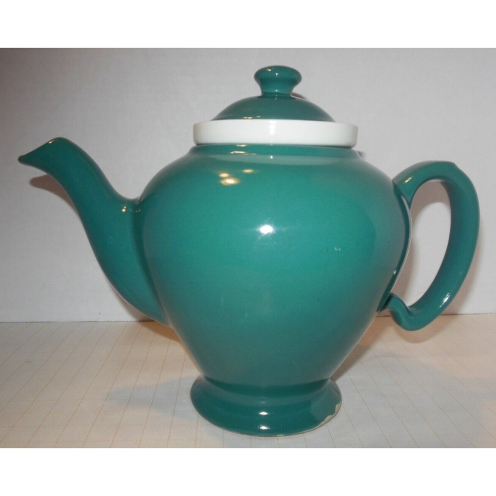 Vintage Teal Colored McCormick tea pot with infuser
